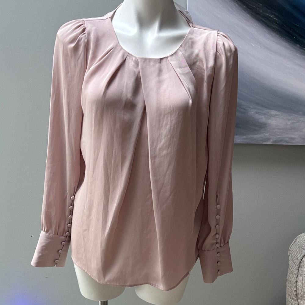 Express Elegant Blush Pink long sleeve button cuffs Blouse